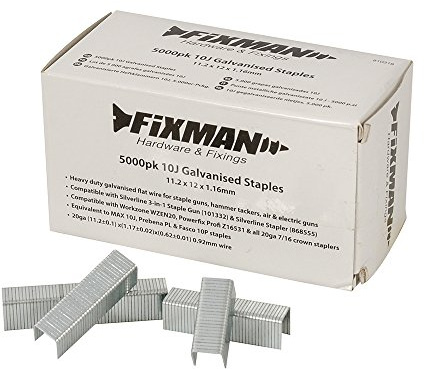 Fixman 810318 10J Heftklammern, verzinkt, 11,2 x 12 x 1,16 mm, 5000 Stück