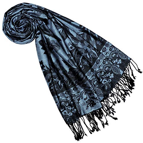 Lorenzo Cana Marken Pashmina Damenschal Naturfaser Floral Blumen Stola Schaltuch Tuch Stola 70 cm x 210 cm