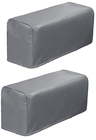 Vonluxeshop 2 Stück Sesselschoner aus Kunstleder, Sofa-Armlehnenbezüge, dehnbar, wasserdicht, Möbelschutz (grau)