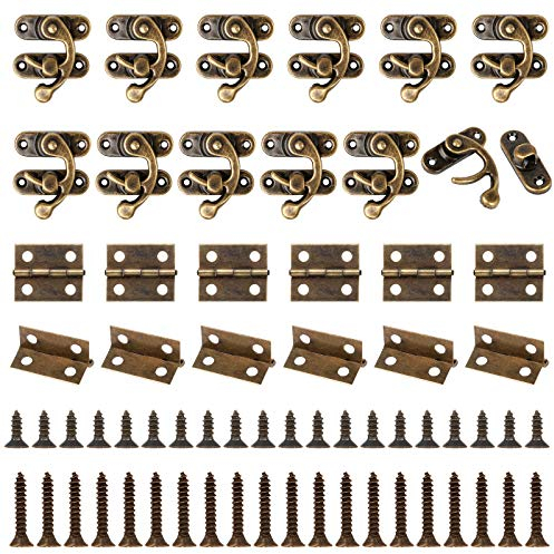 Chudian 40pcs Piccolo Vintage Fermaglio E 70pcs Piccole Cerniere Per Scatola, Serratura Vintage Mini Cerniere Per Scatola Per Gioielli Mobili In Miniatura Scatola Regalo Con 440viti