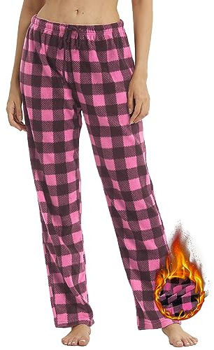 YUSHOW Lot de 1 à 2 Pantalon de Pyjama Femme en Polaire Hiver à Carreaux Bas de Pyjama Chaud Doux et Confortable