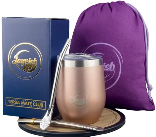 mate argentino, bombilla mate (2), tazza mate (350ml) in acciaio inox 18/8 tipo 304,mate argentino kit completo, calabaza, kit autentico yerba mate dall'Argentina - cannucce incluse