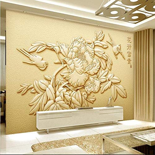 Customized Large murals Blooming Rich Sandstone Relief Background Non-Woven Environmental Protection wallpaper-400x280cm