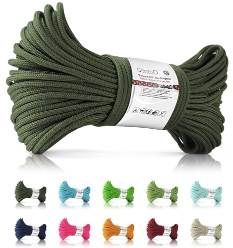 Ganzoo Paracord 425 Kernmantelseil 3 mm x 30 m, Typ 2, ArmyGreen Olivgrün, Nylon/Polyester, 4 Kernstränge, universelle Outdoorschnur für Zeltabspannung, Camping, Survival, Hundeleine, Basteln