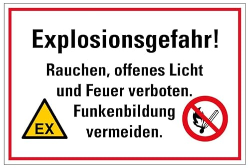 MBS SIGNS Aufkleber Warnung Explosionsgefahr! Funkenbildung vermeiden | Größe: 20x30cm, Made in Germany