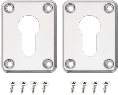 VGOL 2 Sets Reparatur Rosette Schlüsselloch Abdeckung Ersatz Edelstahl Quadratische Schlüsselloch Abdeckplatte Wohnaccessoires für Tür Silber