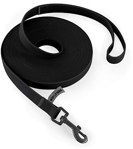 Wolfone 6m schwarz Schleppleine für Hunde | Wasserdicht, Strapazierfähig, Pflegeleicht, Für Rückruf, Schwimmen, Camping, Strand, Jagd