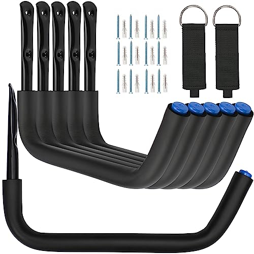 Kajak-Aufbewahrungsregal, Wandhalterung, Garagen-Aufbewahrungshaken, robuste Garagenaufhänger zum Aufhängen von Kanu, Surfbrett, Snowboard, Paddelbrett, Leitern, Fahrrädern (38 x 27 cm, 6 Stück)