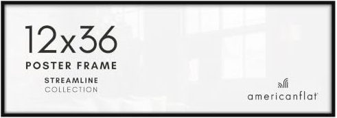 Americanflat 12x36 Picture Frame with Polished Plexiglass - Streamline Collection - Thin Border Picture Frame for Wall Display - Hanging Hardware Included - Black