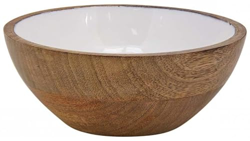 AUBRY GASPARD Saladier en manguier et résine blanche Diamètre 18 cm