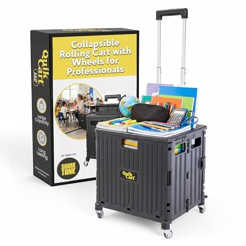 dbest products Quik Cart 360 Caisse à roulettes à Quatre Roues avec siège très résistant et Pliable avec poignée, Noir