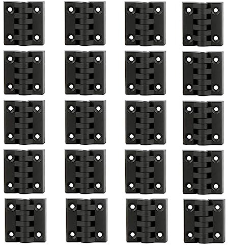 Lot de 20 charnières de porte de placard en plastique renforcé - 40 mm x 40 mm - Noir