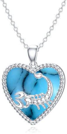 LONAGO Scorpione Collana 925 Argento Sterling Segno Zodiacale Scorpione con Creato Turchese Collana Pendente per Donna