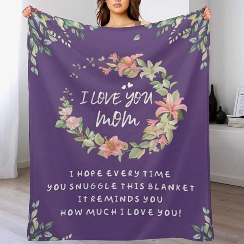 PISANROU US92313, weiche Flanell-Fleecedecke, Geschenk für Mutter, Geburtstag, Tochter, Sohn an meine Mutter, Brief, Überwurf, Decke für liebe Mutter, Muttertag, Valentinstag, Geschenk, 152,4 x 203,2