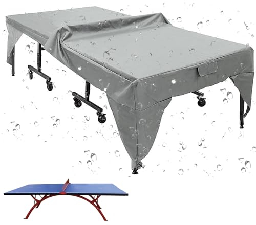 XUHCLY Oxford-Stoff Indoor Outdoor Ping-Pong Tischabdeckung,Schutzhülle Tischtennisplatte wasserdichte Tischtennisplatte Abdeckung, Abdeckung für Tischtennisplatte(Size:420D-280x152x76cm,Color:Grey)