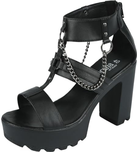 Gothicana by EMP Damen schwarze High Heels mit Ketten und Ringen EU40