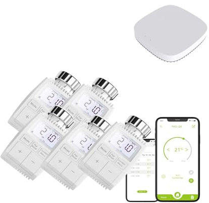 Qiumi Smart Zigbee TRV Radiator Thermostat Valve, Voice Control by Alexa Googlehome, Smart life App Control, Save Heating Costs, Easy Installation