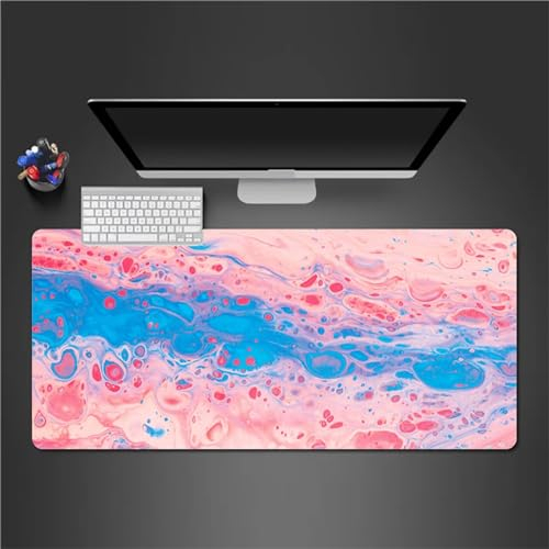 QiHon Gaming Mauspad XXL Rosa Flüssigkeit Großes Mauspad Schreibtischauflage mit Vernähte Kanten Einer speziellen Oberfläche verbessert Geschwindigkeit und Präzision 700x300x3mm