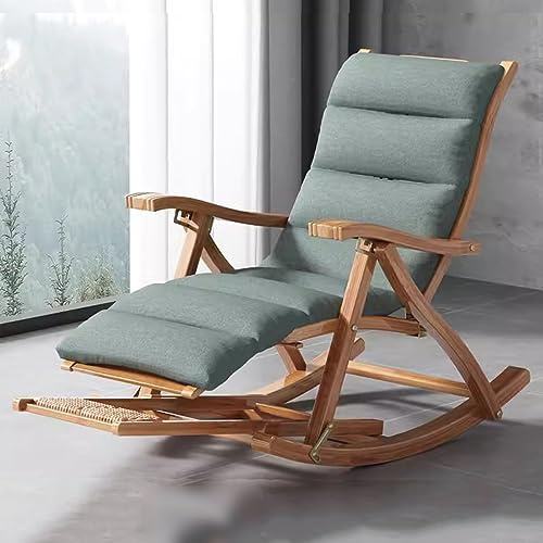 PSLYHTJ Upholstered Rocking Chair for Nursery, Wooden Rocking Chair Chair with Footrest,Folding Recliner Chair with Upholstered,Patio Rocking Chairs Chair Loungers Garden Chair