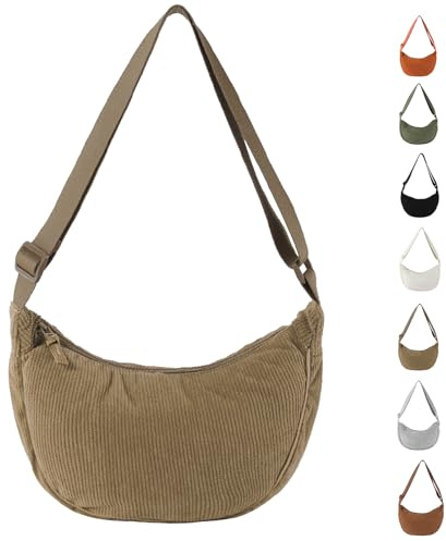 APMGONT Borsa a mezzaluna in velluto a coste per donne, borsa a tracolla Hobos in velluto a coste, borsa a tracolla con tracolla regolabile per viaggiare, lavorare