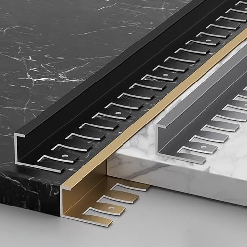 Raouoae Profili In Alluminio Pieghevoli Da 135cm Per Bordi Di Piastrelle - Profilo A C In Metallo Per Finiture Di Piastrelle Da Parete E Pavimento - Facile Da Installare, 2 Pezzi(Grau,Hoch: 5.5mm)