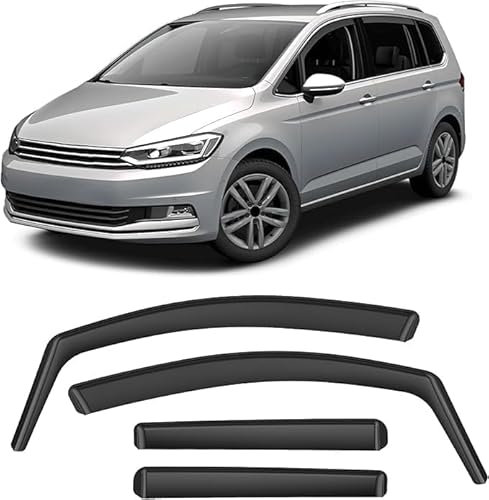 SONGGM Auto Windabweiser für VW TOURan 2004-2015,Autofenster Regenschutz Luftabweiser Regenabweiser Fahrzeug-Spezifisches Zubehör.