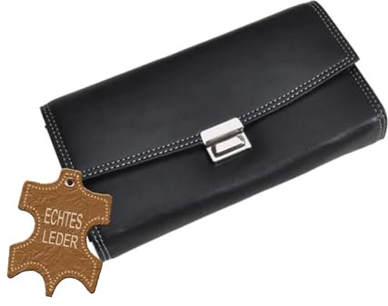 Echtleder Kellner Geldbörse, Kellnerbörse, Geldbeutel, Damen Herren Portemonnaie mit Holster, Steck-Tasche und Kette mit großem Münzfach, Taxi, Restaurant, Pizza Robust