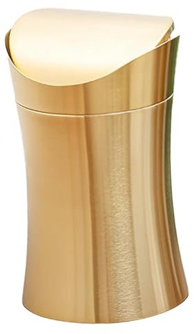 LOVIVER Papelera de encimera, Papelera pequeña con Tapa, Papelera, Papelera de Escritorio, Papelera para cafetería, Mesa, Oro