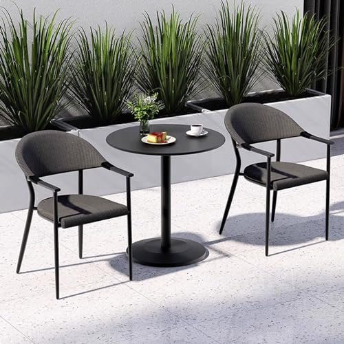 Couchtisch für Wohnzimmer, Schlafzimmer, Balkon, Outdoor, hoch, rund, Bistrotisch, Kneipentisch, Schwarz (40 x 40 x 72 cm)