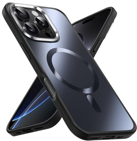 JETech Magnetische Hülle für iPhone 16 Pro, Schwarz | Kompatibel mit MagSafe, Metallische Matte Oberfläche, Galvanisierter Handyhülle, Schlanker Stoßschutz