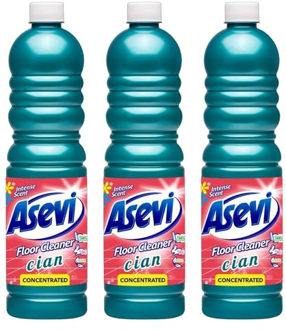 Asevi Cian Floor Cleaner, Concentrated Formula, Intense Scent, 3 x 1L | Deep Cleaning & Fresh Fragrance for All Floor Types | Long-Lasting Shine