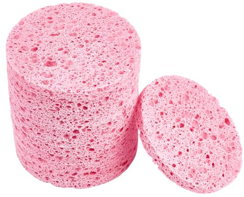 GORGECRAFT 12 st återanvändbara makeupborttagare, svampkuddar, ansiktsrengöring, svamp, platt, rund ansikte, tvättsvampar, bleka, violetta, röda makeup-svampar för daglig rengöring, skonsam