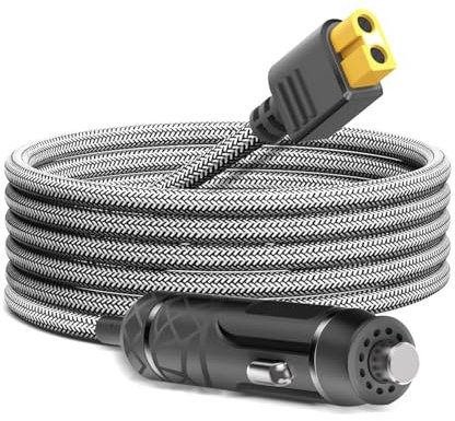 KFD XT60 Car Charger 12V/24V DC Input Adapter for ECOFLOW DELTA 2/3 River 3 RIVER 2 MAX Portable Power Station Anker SOLIX C200 C300 C800 C1000 Solar Generator 16AWG XT60 Plug Car Charging Cable