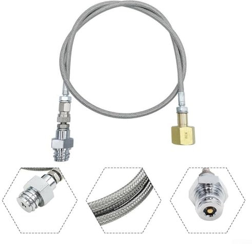 Connectez facilement des bouteilles de gaz plus grandes à votre gazéificateur d'eau Blue Home en utilisant cet adaptateur de tuyau haute pression de 90 cm (CGA320)