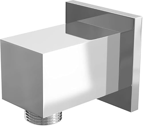 Square Chrome Shower Wall Outlet Elbow, 1/2-inch BSP Brass Connector