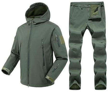 CGTENBS Outdoor Mountaineering Clothing Plush Jacket Suit Camping Cardigan Hooded Multi-function Jacket(Gray,Large)