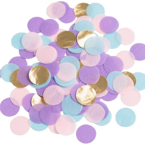 CXNXFD 50g Konfetti Pastell, Tischdeko Hochzeit,Luftschlangen Geburtstag,Streudeko Glitzer Bunt Groß Lila Gold ca. 6000 Stück