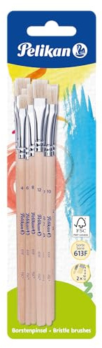 Pelikan 700405 Pinsel Starter-Set mit 6 Borstenpinseln (10 Borstenpinsel)