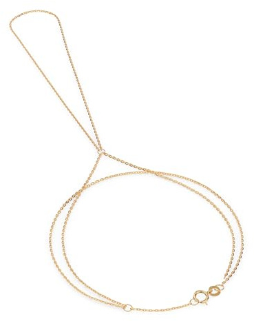 Ethos Jewelry 585 Echtgold Handkette Damen – 14K Zartes Finger-Armband – Minimalistisches Boho Schmuckstück – Doppelkette am Handgelenk – 1,00mm Filigrankette
