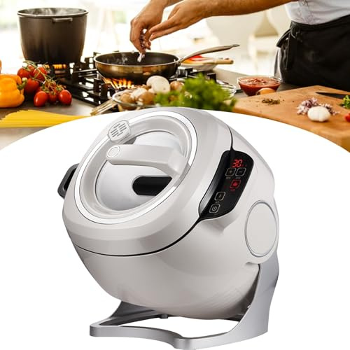 Robot da cucina professionale da 2000 W, robot da cucina professionale, pentola girevole a 360° da 6 litri, macchina for friggere in padella automatica commerciale for cucinare e stufare, cuociriso, s