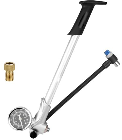 Professionelle Federgabelpumpe, 400 psi Hochdruckpumpen, Luftmessgeräte ausgestattet, drehbare Doppelventile, Aufblaswerkzeug, Fahrradfedergabelpumpen mit Manometern