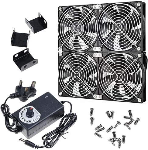 A-DIGISHUO 4Pack 120mm 220V High Speed Cooling Fan with PWM Adjustable Speed Controller for PC Case Server Cabinet Ventilation