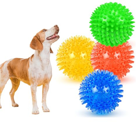 Voarge 4 palline per cani da 11 cm per cani di grandi dimensioni, palle scorrevoli, palla da masticare per cani, giocattolo galleggiante per piscina, palla da masticare per cani