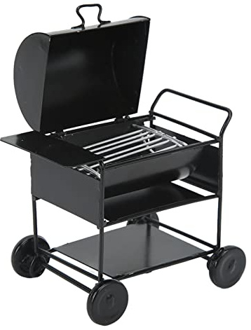 Fockety Mini BBQ Grill Ofen Modell Lebensechte Schwarze Eisen Dekor für 1/10 RC Crawlers Puppenhaus Miniatur