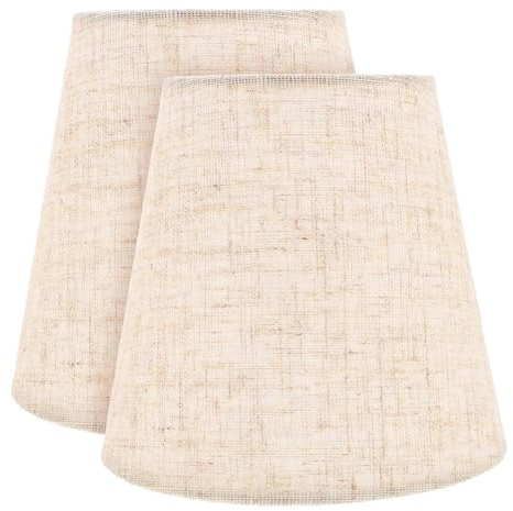 MALUGOGO 2 x 14 cm kleine Leinentrommel-Lampenschirme aus Stoff, zum Anklipsen, Ersatz für Tisch-, Wand-, Deckenleuchten, Schmink- und Kerzenlampenabdeckungen