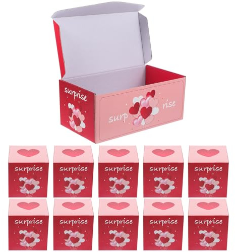 FONDOTIN Valentinstag Süßigkeitenbox Satz Kleine Hüpfbox aus Karton mit Herz Motiv Kreative Pralinenschachtel und Geschenkverpackung für Party und Fest