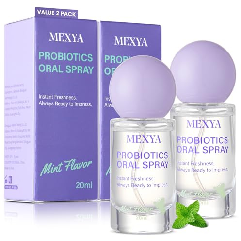 2-Pack MEXYA Probiotic Breath Spray for Bad Breath - True Fresh Oral Spray with Natural Ingredients, Long Lasting & Portable Travel Size Mouth Freshener​