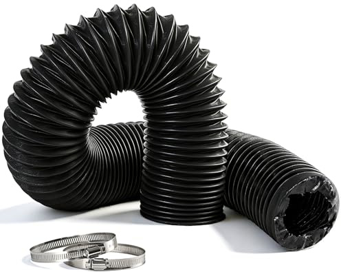 INMOZATA 75mm Nylon Ventilation Ducting,5m Exhaust Hose | 2pcs Clamps,Flexible Ventilation Hose Tumble Dryer Vent Hose for Diesel Heater, Exhaust Hose,Range Hood,Hydroponics