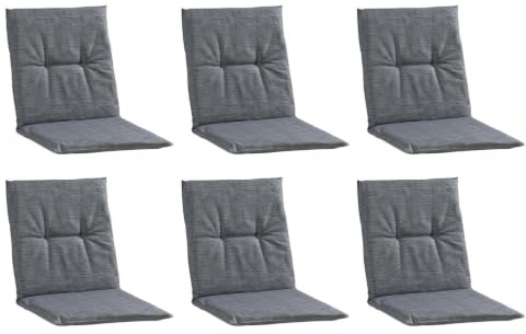 6er Set Niederlehner-Stuhlauflagen Dunkelgrau – Gartenstuhlauflage 98 x 48 x 5 cm – Baumwolle Polyester Mischgewebe – Gurtband zur Befestigung – Polsterung für Niederlehner – Gefertigt in Deutschland