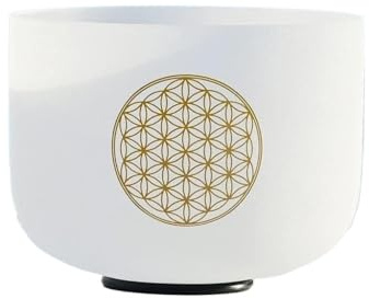 Kristall-Klangschale, 528 Hz 8 Zoll C 5 Oktaven Quarzkristall-Klangschale mit Blume des Lebens